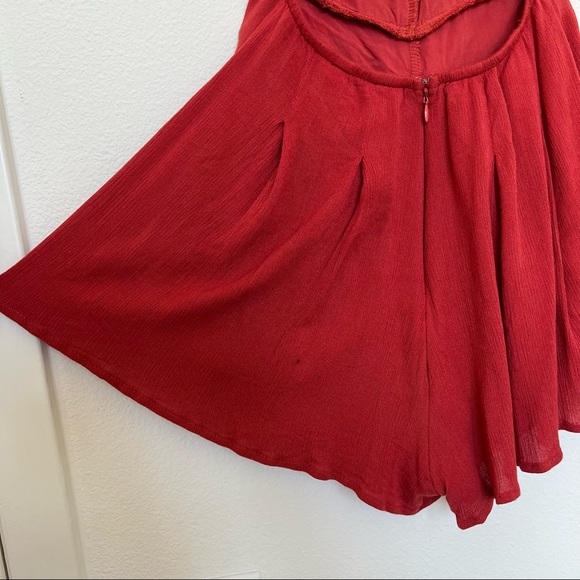 Star Spangled Rust Red Backless Lace Romper - Picture 7 of 8